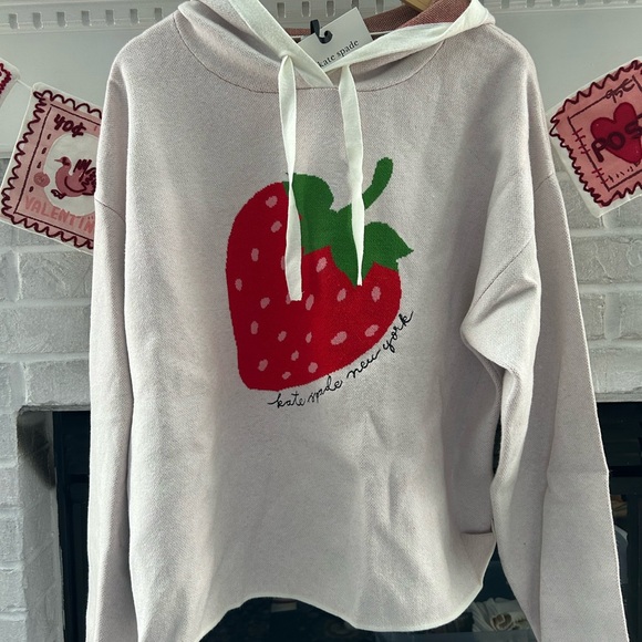 Kate Spade Target collab Cream Sweater with Red Strawberry XL NWT hood sweater - Picture 3 of 7